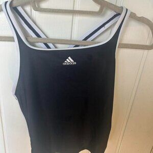 Adidas Women's Black and Navy Crop-top